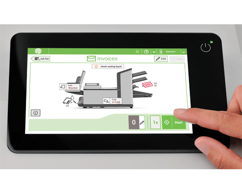 Intuitive 7" touchscreen conrol panel, with paper and envelope presence sensors