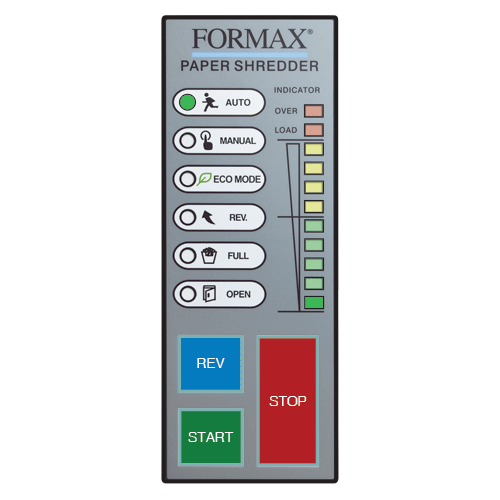 User-friendly LED control panel with load indicator helps to avoid jams
